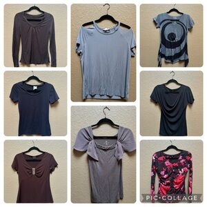 New York & Company Short Sleeve Tops - Black, Gray, Pink